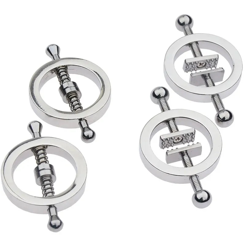 Chest Masturbator for Couples: BDSM Breast Clamp with Metal Nipple Clips