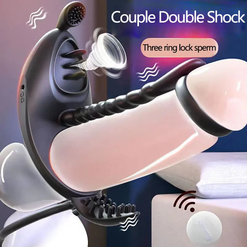 Vibrating Penis Ring Couple Vibrator Clit Sucker Stimulator 7 Modes G-spot Massage Cock Ring Sex Toy for Man