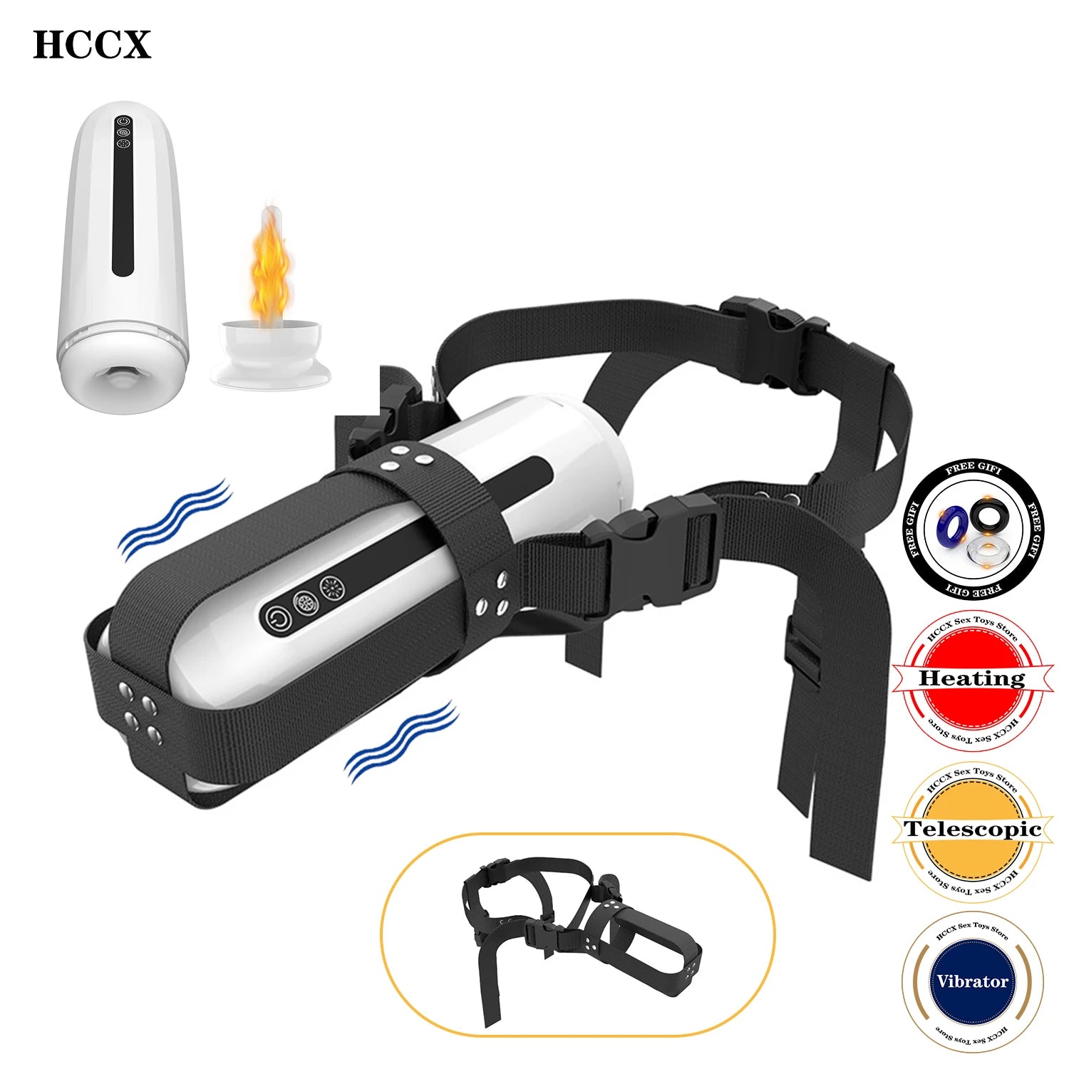 HCCX Auto Telescopic Male Masturbator with Heated Base - Adult Blowjob Machine