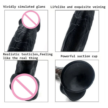 11-Inch Realistic Silicone Dildo - Suction Cup, G-Spot Stimulation, for Women