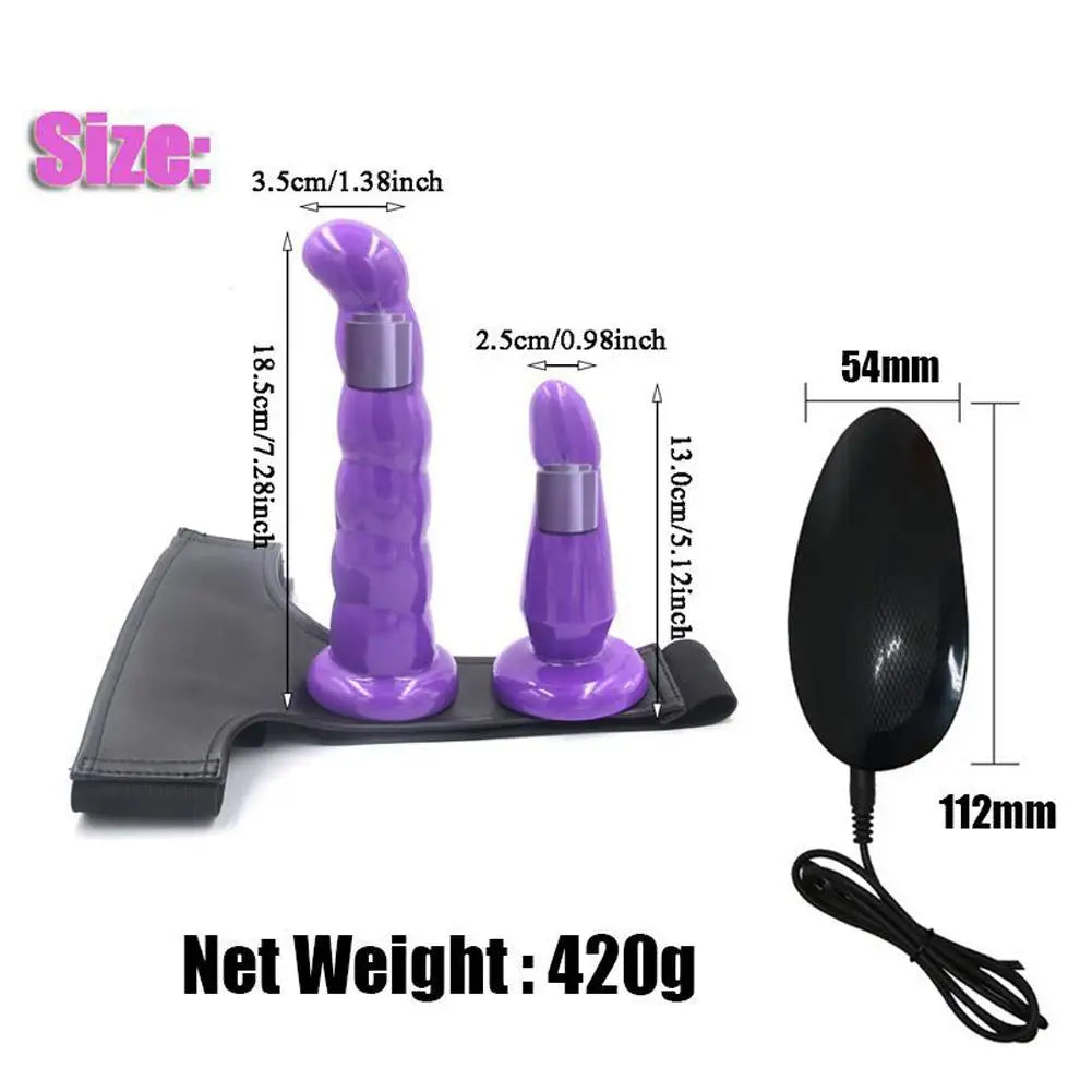 Remote Control Double Penis Dual Ended Vibrator Wearable Harness Belt Strap On Dildo Adult Sex Toys For Women Female Lesbian