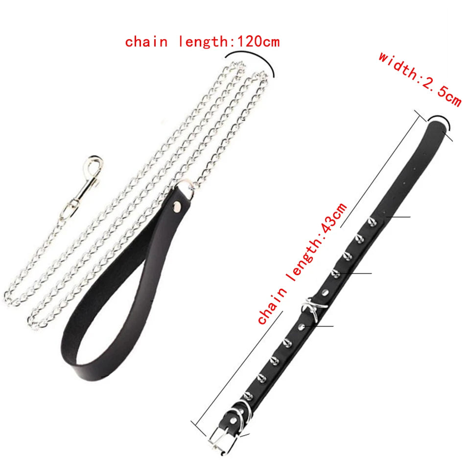 BDSM Bondage Kit: Whip, Collar, Leash, and Steel Chain