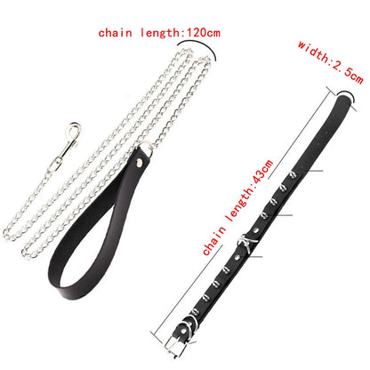 BDSM Bondage Kit: Whip, Collar, Leash, and Steel Chain