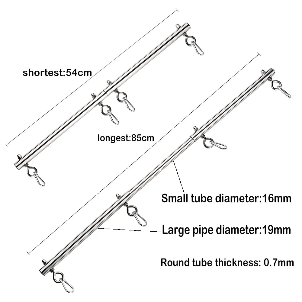 Stainless Steel BDSM Bondage Set: Spreader Bar, Handcuffs, and Ankle Cuffs