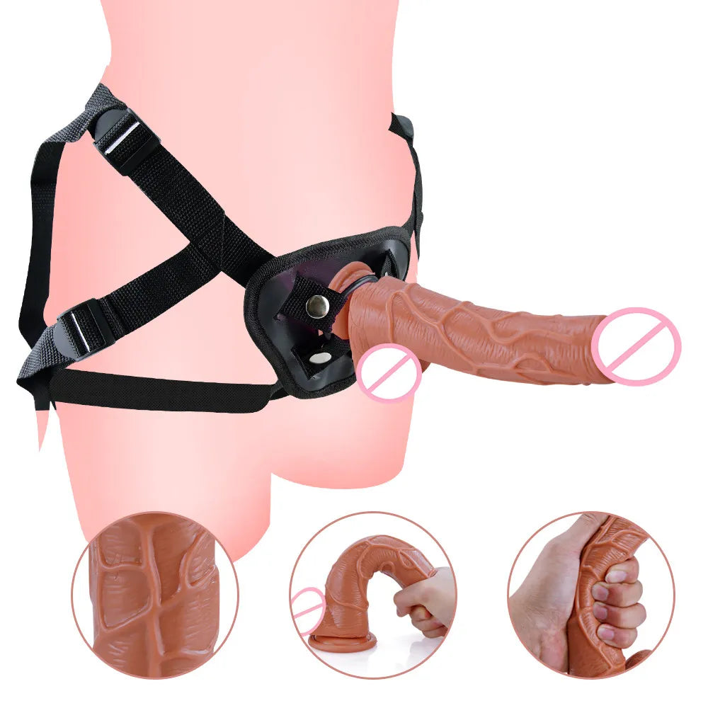 Realistic Penis Strap-On Dildo Harness: Suction Cup Dildo Belt for Lesbian Pleasure