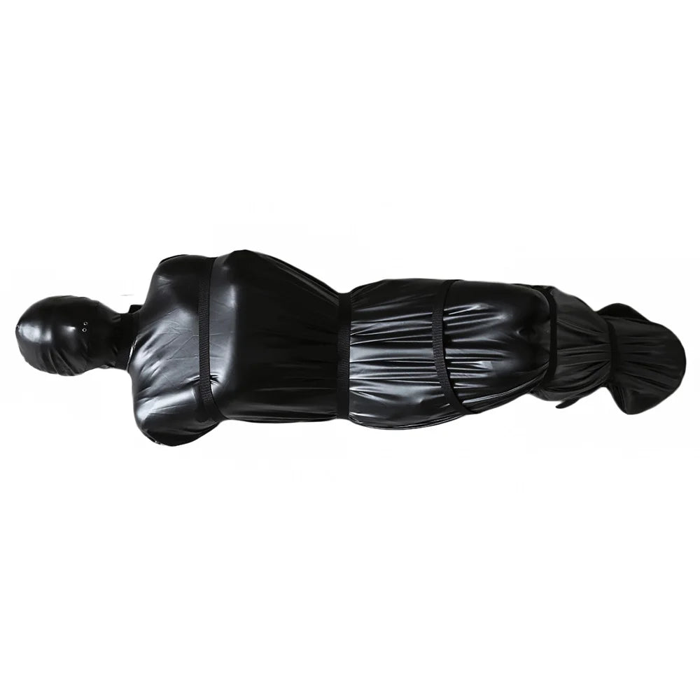 Full Body Zip Bondage Mummy Sack: Erotic Sleeping Bag Costume with Detachable Hood Mask