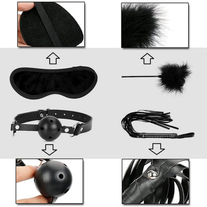 Sensual BDSM Bondage Kit: Handcuffs, Anal Plug, Gag, Vibrator