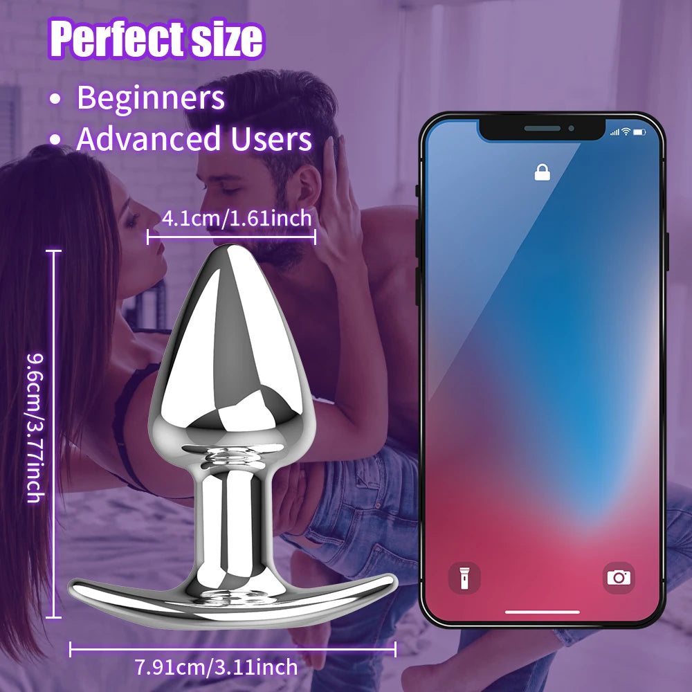 APP-Controlled Vibrator Dildo: Stainless Steel Anal Plug, Prostate Massager, Remote Control - Adult Toy for Men and Women