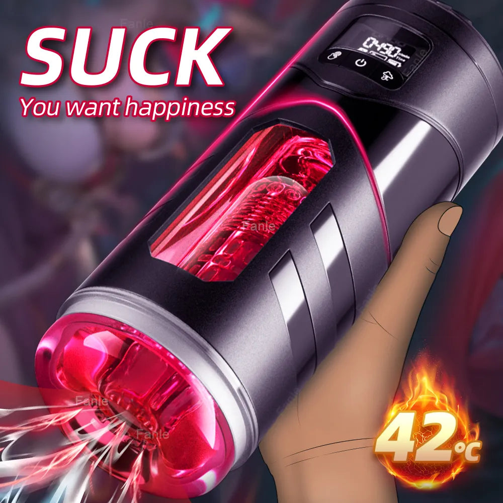 Auto Heated Sucking Vibration Masturbator Cup - Blowjob Pocket Pussy Sex Machine for Men