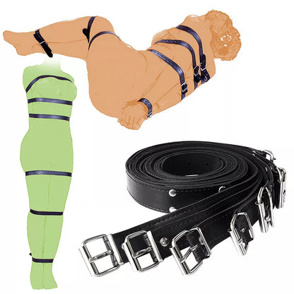 Adjustable Leather Fetish Restraint Set: BDSM Bondage Straps for Adult Couples