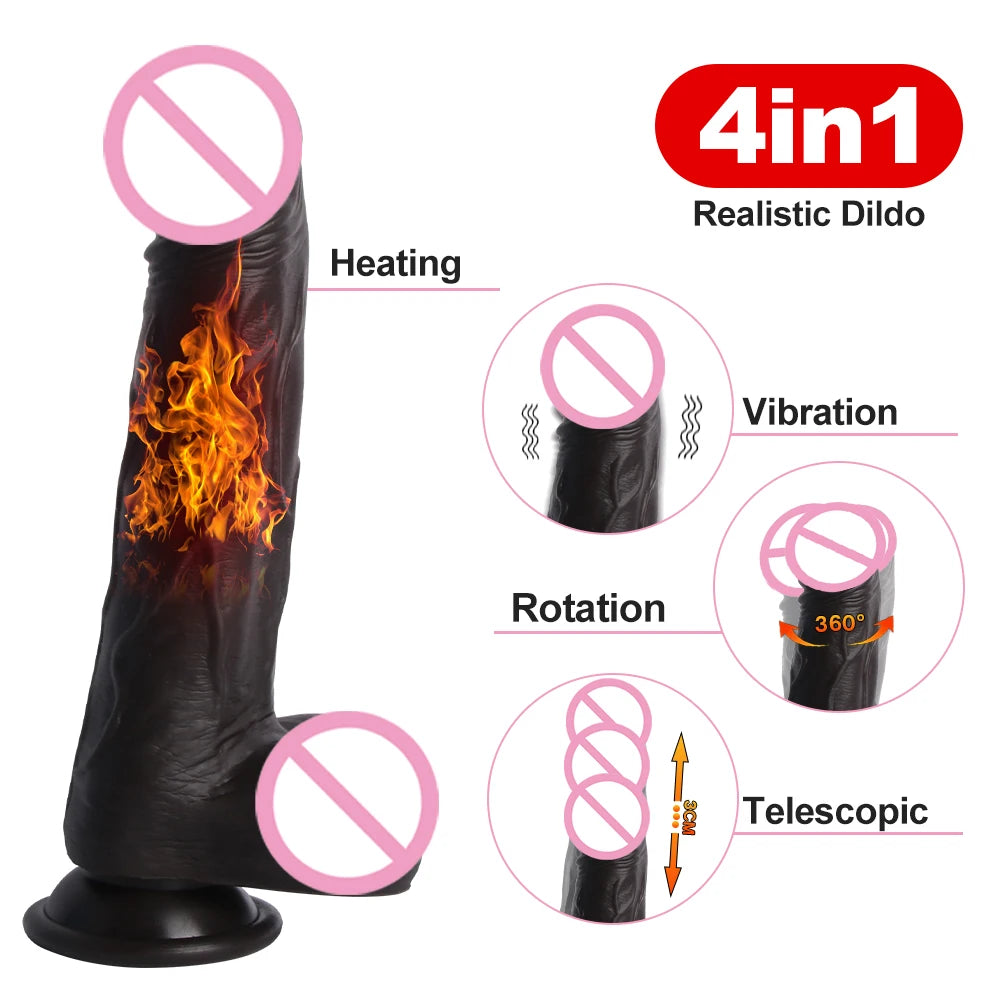 Automatic Telescopic Dildo Vibrator Wireless Control Rotating Penis Realistic Anal Dildos Suction Cup Big Cock Sex Toy For Women