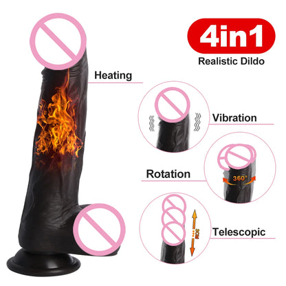 Automatic Telescopic Dildo Vibrator Wireless Control Rotating Penis Realistic Anal Dildos Suction Cup Big Cock Sex Toy For Women